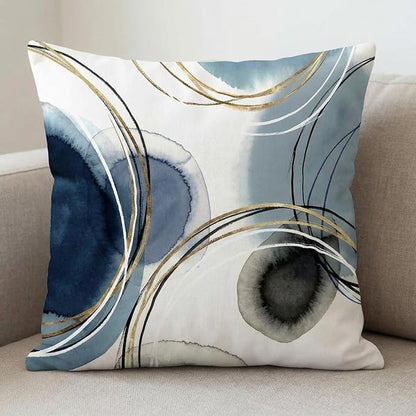 Americanflat 18x18 Throw Pillow with Sewn-in Insert - All-in-One Decorative Pillows - No Cover Needed - Soft and Durable Cushion for Bed or Sofa - Polyester - Blue, White, Black and Gold