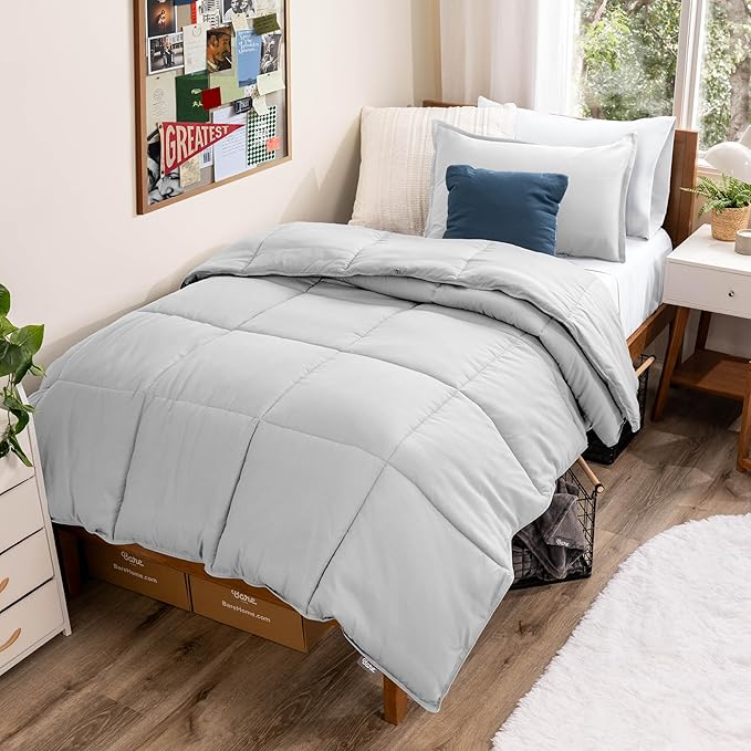 Bare Home Comforter Set - Twin/Twin Extra Long Size - Ultra-Soft - Goose Down Alternative - Premium 1800 Series - All Season Warmth (Twin/Twin XL, Cloud Grey)