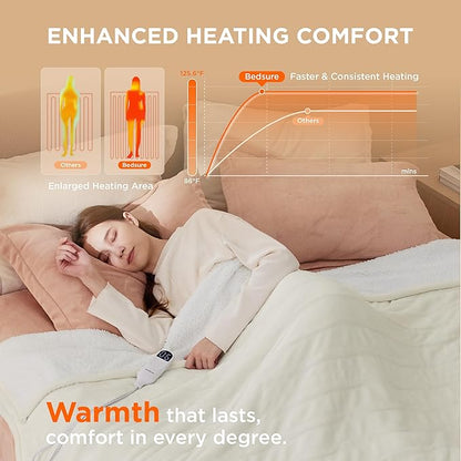 Bedsure Electric Blanket Full Size - Soft Flannel Heated Blanket, Fast Heating with 10 Time Settings & 6 Heat Settings, Warm Gift for Grandma (72x84 inches, Ivory)