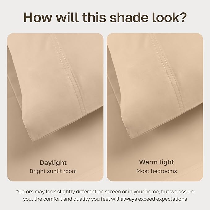 California Design Den King Size Sheets Set 600 Thread Count, 100% Cotton Sateen, Soft, Cooling King Size Bed Sheets, Hotel-Quality Bedding Sheets & Pillowcases (Golden Tan)