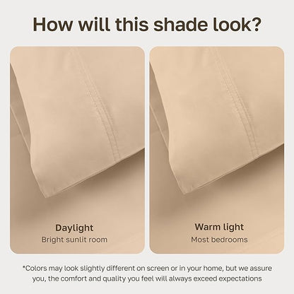 California Design Den King Size Sheets Set 600 Thread Count, 100% Cotton Sateen, Soft, Cooling King Size Bed Sheets, Hotel-Quality Bedding Sheets & Pillowcases (Golden Tan)