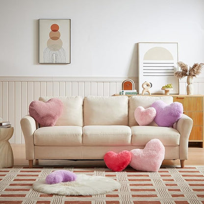 EastTree Valentines Heart Pillows, Dusty Pink Heart Shaped Pillows, Love Throw Pillows Gifts, Soft Faux Rabbit Fur Cute Pillows, Women Girls Kid Room Decor 10x13 Inch