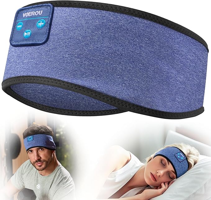 Voerou Sleep Headphones Wireless Bluetooth Sweatproof Headband, Sleeping Headphones with Ultra-Thin Stereo Speakers for Side Sleepers, Sleeping, Workout, Running, Yoga, Air Travel, Meditation