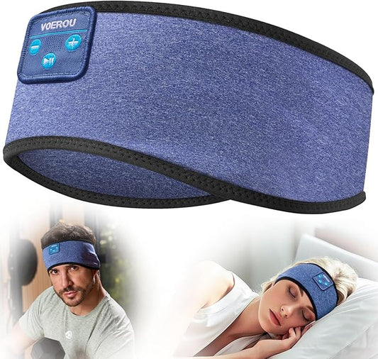 Voerou Sleep Headphones Wireless Bluetooth Sweatproof Headband, Sleeping Headphones with Ultra-Thin Stereo Speakers for Side Sleepers, Sleeping, Workout, Running, Yoga, Air Travel, Meditation