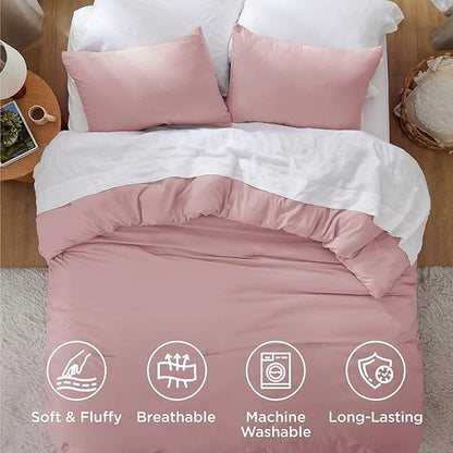 Bedsure California King Comforter Set, Pink Soft Prewashed Bedding for All Seasons, 3 Pieces GentleSoft™ Bed Set, 1 Lightweight Comforter (104"x96") and 2 Pillowcases (20"x36")