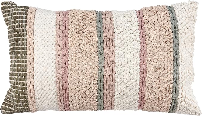 Primitives by Kathy Decorative Pillow - Striped Cottage/Removable Zipper Cover/Couch Sofa Office Dorm Bedroom Decor/Earthy Colors/Natural Palette/Cottage core/Shabby Chic/Everyday Home Decor Accent