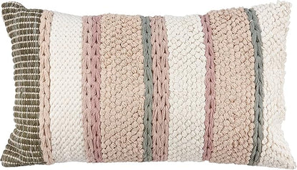 Primitives by Kathy Decorative Pillow - Striped Cottage/Removable Zipper Cover/Couch Sofa Office Dorm Bedroom Decor/Earthy Colors/Natural Palette/Cottage core/Shabby Chic/Everyday Home Decor Accent