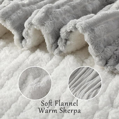 Electric Blanket Heated Throw Blanket, Super Soft Flannel & Sherpa Electric Throw Blanket with 6 Fast Heating Levels, 4 Hours Auto Off & OverHeat Protection, Machine Washable, 50'' X 60'', Light Gray
