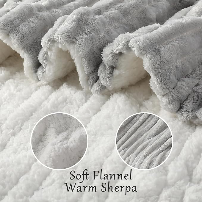Electric Blanket Heated Full Blanket, Super Soft Flannel & Sherpa Electric Full Blanket with 6 Fast Heating Levels, 10 Hours Auto Off & OverHeat Protection, Machine Washable, 72'' X 84'', Light Gray