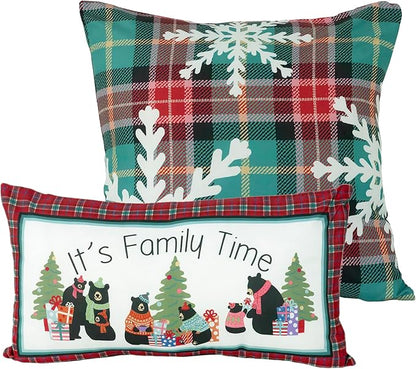 Donna Sharp 2-Piece Holiday Love Microfiber Decorative Throw Pillow Set - Pillows for Couch, Sofa, Beds, and Chairs - Includes 18" x 18" Square & 12" x 22" Rectangular Pillows