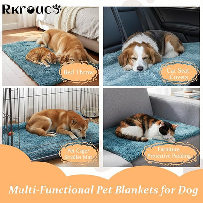 Pets Bed Blanket Dogs Reversible Soft Dog Throw Blankets Cats Mat Sleeper Fuzzy Pet Couch Covers Washable Cat Puppy Cover for Beds Sofa Travel Double Sided Furniture Protection (Colorful Blue,L)