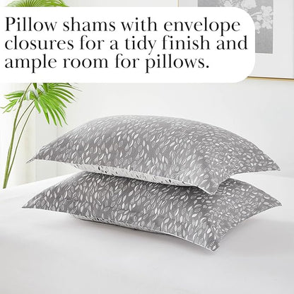 Southshore Fine Living, Inc. Botanical Leaves Collection - Full/Queen Bed Comforter Set, Premium Quality, All-Season Down Alternative, Easy Care, Oversized 3-Piece Comforter Set, Full/Queen, Grey