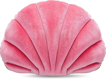 Marsui Pink Seashell Decorative Pillow, 13 Inch Shell Shaped Pink Throw Pillow Gift 3D Insert Beach Soft Velvet Sea Ocean Preppy Room Decoration Couch Bed Cute Cushions