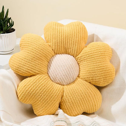 Sioloc Flower Throw Pillow, Fun Daisy Pillow, 25.6" Large Yellow Cute Decorative Seat Cushion Aesthetic Flower Plush Pillows for Bed Floor Couch Chair