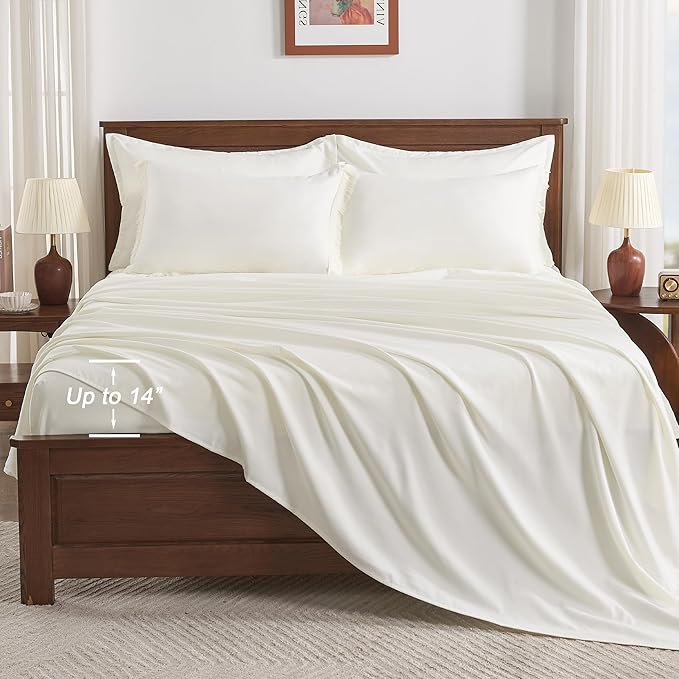 Andency Ivory Queen Size Comforter Set with Sheets - 7 Pieces Boho Tassel Bed in a Bag Soft Lightweight Bedding Sets, Ivory Fringe Bed Set with Comforter, Sheets, Pillowcases & Shams