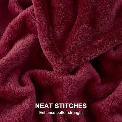 Hansleep Fleece Burgundy Red Throw Blanket, Super Soft Flannel Fuzzy Plush Cozy Blanket for All Seasons, Burgundy Red, Throw 50x60 Inches