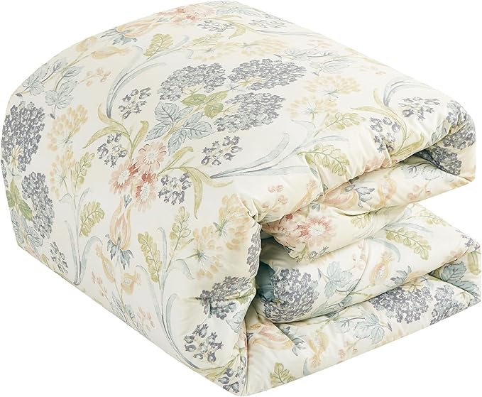 Chezmoi Collection Alyssa 2-Piece Boho Floral Comforter Set, Twin - Floral Medallion Multicolor Blue Green Red Yellow White Printed Microfiber Lightweight Bedding Set