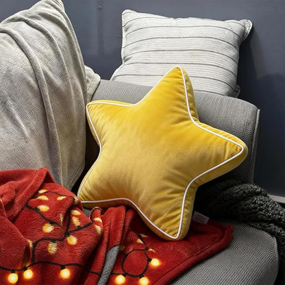 Star Pillow - Decorative Pillows Cozy Room Décor Throw Pillow Accent Floor Cushion Yellow
