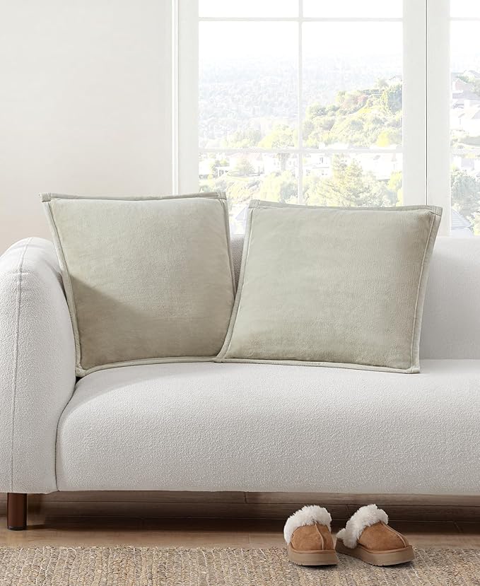 UGG Coco 2-Pack Decorative Pillows - Soft & Plush Throw Pillow Inserts with Throw Pillow Covers - Perfect for Sofa, Bed, Living Room Decor or Home Decor, 20" x 20", Ivory Shoreline