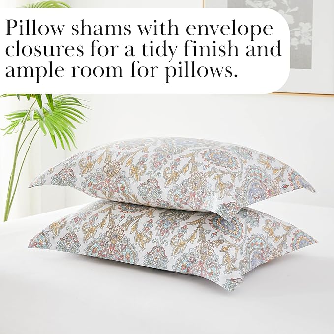 Southshore Fine Living, Inc. Boho Paisley Collection - Queen Comforter Set, Premium Bedding, All-Season Down Alternative, Lightweight Coverlet, Oversized 3-Piece Fluffy Comforter Queen/Full Size, Aqua