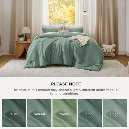 Bedsure Super King Comforter Set, Sage Green Soft Prewashed Bedding for All Seasons, 3 Pieces GentleSoft™ Bed Set, 1 Lightweight Comforter (120"x120") and 2 Pillowcases (20"x36")