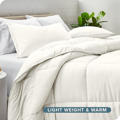 Bare Home Comforter Set - Queen Size - Ultra-Soft - Goose Down Alternative - Premium 1800 Series - All Season Warmth (Queen, Cream)