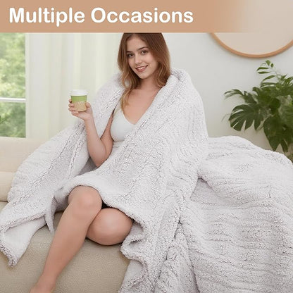 Electric Heated Blanket Full Size 72"×84" with 9 Heating Levels & 1-10Hs Auto Off，Double Sided Plush Sherpa, Energy Efficient, Machine Washable, for Couch & Bed, Light Gradient Purple