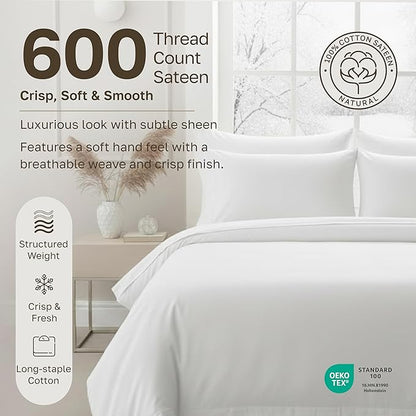 California Design Den - Luxury Full Size Sheet Set - 100% Cotton, 600 Thread Count Deep Pocket Full Size Bed Sheets, Hotel-Quality Cooling Sheets with Sateen Weave - Pastel Blue
