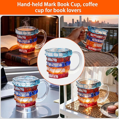 VNROSE Painted Book Mug - Novelty Coffee Mugs，Personalized Gift for Book Lovers, Valentine's Day Gifts for Book Lovers,Unbreakable Library Art Cup,Book Club Gifts(10oz)