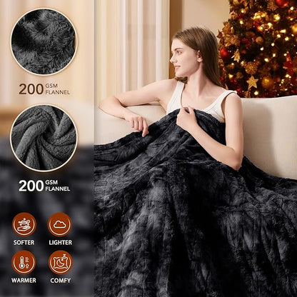 Homemate Electric Heated Blanket Twin Size - 62"x84" Heating Blanket Twin Size 1/2/4/6/8 Hours Auto-Off 10 Heat Level Over-Heat Protection Luxury Faux Fur Sherpa ETL Certification