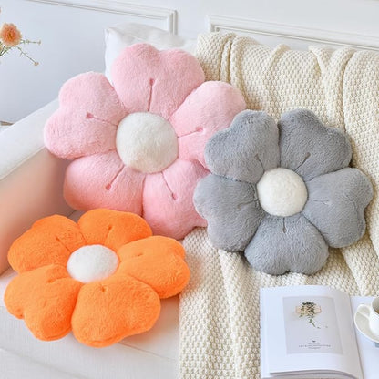 Flower Pillow, Flower Shaped Pillow Decorative Throw Pillows for Bed Couch, Cute Daisy Pillow Dorm Decor Floor Seating Cushion (Orange, 15 Inches)