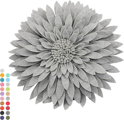 Contempo Lifestyles - Flower Pillow - Decorative, Couch & Bed, Round Shaped Pillow (18" Flower, 16" Pillow with Insert, Heather Grey)