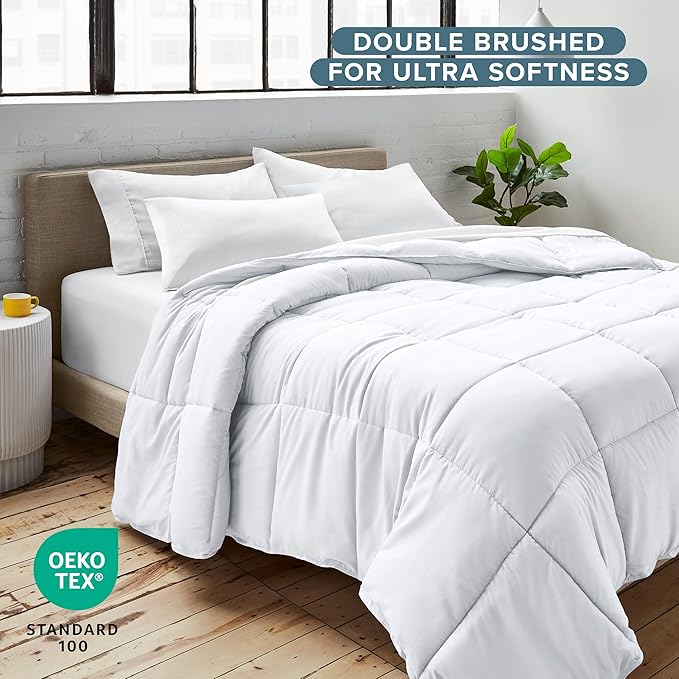 Bare Home Comforter Set - Oversized King Size - Ultra-Soft - Goose Down Alternative - Premium 1800 Series - All Season Warmth (Oversized King, White)