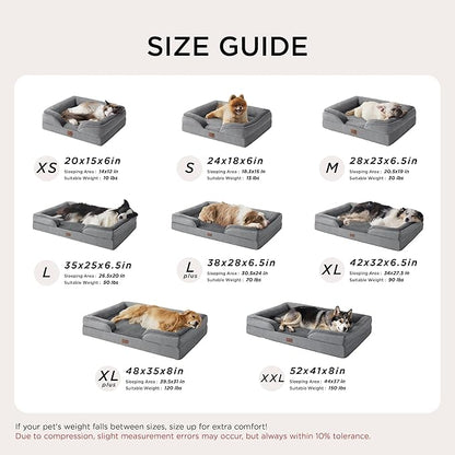Bedsure XL Orthopedic Dog Bed for Extra Large Dogs - Washable XLarge Dog Cat Bed Waterproof, Comfort Dogs Couch Sofa with Washable Removable Cover, Pet Bed with Nonskid Bottom, Red, 42"