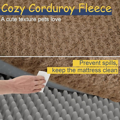 Orthopedic Dog Bed for Large Medium Sized, Washable Memory Foam Large Dog Bed, Durable Medium Pet Sofa with Removable Cover, Washable Waterproof Pet Couch Beds(Brown, XXL)