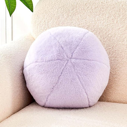 Uvvyui Lavender Ball Pillow, 11.8" Cute Round Throw Pillow Faux Rabbit Fur Room Decorative Throw Pillow, Ball Shaped Pillow Plush Cushion for Couch, Sofa, Bedroom