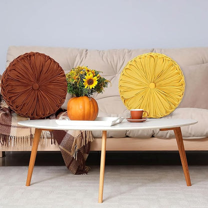 Yerliker 6 Pcs Floor Pillow Cushions 15inch Round Velvet Throw Pillows Colorful Flexible Cushions Alternative Pillows for Couch Chair Living Room Bedroom Home Office Decor(Fall Color)