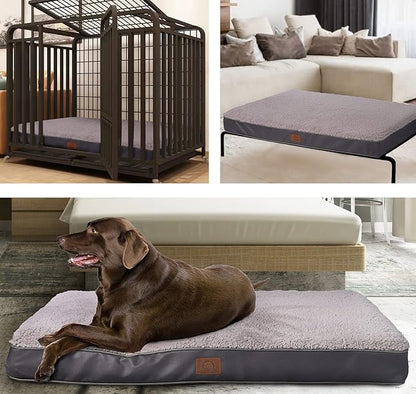 Sunheir Extra Large Waterproof Dog Bed, Jumbo Orthopedic Dog Beds with Removable Washable Cover for Large Dogs, Pet Bed Mat Egg-Crate Foam, 54"X42"X4", Grey