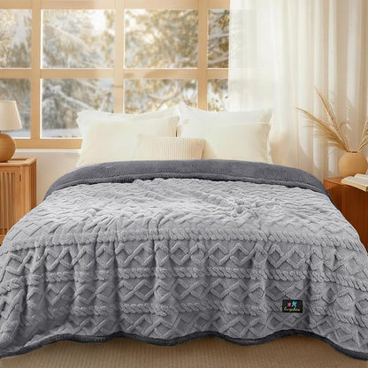 Luciphia Waterproof Pet Blanket, Liquid Pee Proof Dog Blanket for Sofa Bed Couch, Reversible Sherpa Fleece Furniture Protector Cover for Small Medium Large Dogs Cats, Light Grey King Size（90" x 82"）
