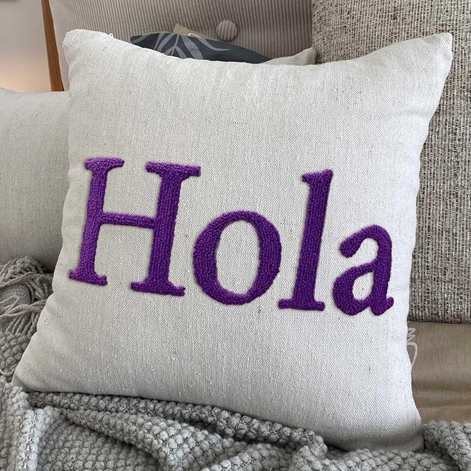 Custom Embroidered Name Pillow, Personalized Monogrammed Names Linen Throw Pillows for Sofa Bed, Customized Farmhouse Linen Square Pillow Cover Gifts for Mom 16''x16''