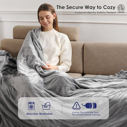 Heated Blanket King Size Electric Blanket 100''X90'', Fast Heating Blanket Ultra Soft Warming Blankets for Adults with 5 Heat Levels & 10 Hrs Timer, Machine Washable Queen Heated Blanket(Subtle Gray)