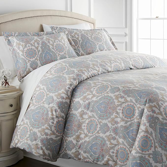 Southshore Fine Living, Inc. Boho Paisley Bedding - King Comforter Set, Premium Bedding, All-Season Down Alternative, Oversized 3-Piece Comforter Set, King/California Size, Aqua