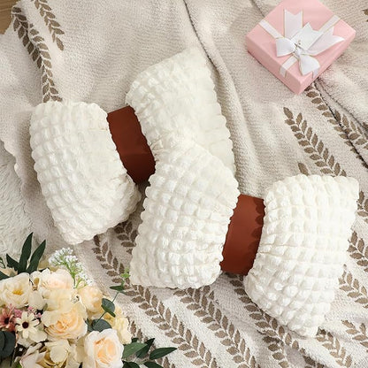 Novabright 2 Pcs Bow Pillow, 13 x 14 Bow Shaped Coquette Throw Pillow, Cushion Soft Home Decorative for Bedroom Sofa Couch Living Room(Beige)