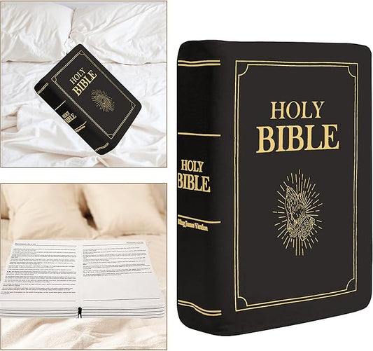 Bible Pillow Book Plush That Opens, for Teens Adults Christian Gifts, Cozy Faith Bible Pillow (Black)