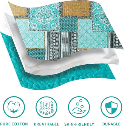 BEDIFANY 3 Pieces Cotton King Size Quilt Sets, King Bedspread Lightweight Quilted Reversible Coverlets Farmhouse Quilt Bedding Sets Boho King Quilt Set for Bed Decorations for All Seasons