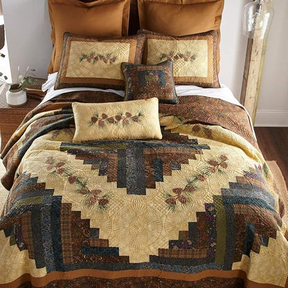 Donna Sharp Pillow Sham - Cabin Raising Pine Cone Lodge Decorative Pillow Cover with Pine Cone Pattern - Standard