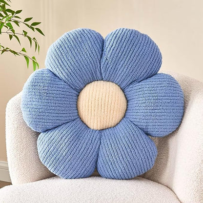 Flower Throw Pillow, Soft Blue 14.9" Shaped Floor Pillow for Home Decor, Cute Aesthetic Plush Decorative Pillows for Bed, Sofa, Couch