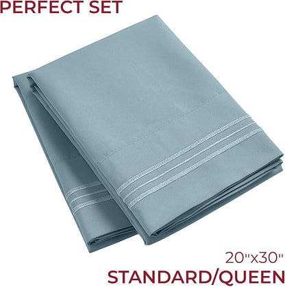 Mellanni Pillow Cases - Luxury, Extra Soft, Cooling Pillow Covers - 2 PC Iconic Collection Pillowcases - Envelope Closure (Standard/Queen 20"x30", Spa Blue)
