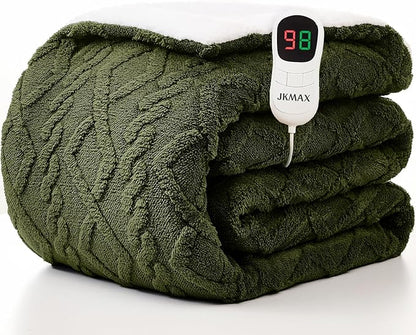 Heated Electric Blanket Full Size-72"x84" Heating Blanket with 10 Heating Levels & 5 Time Settings Over-Heat Protection，Winter Warmer for Adults with ETL Certification（Green）