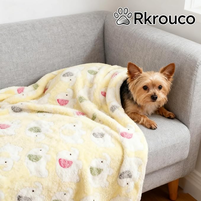 Three Piece Pet Blanket Set for Dogs Cats Soft Comfy Puppy and Kittens Bed Blanket Fluffy Fleece Pets Throw with Cute Patterns (Small 24x16 inch, Cute Animals)